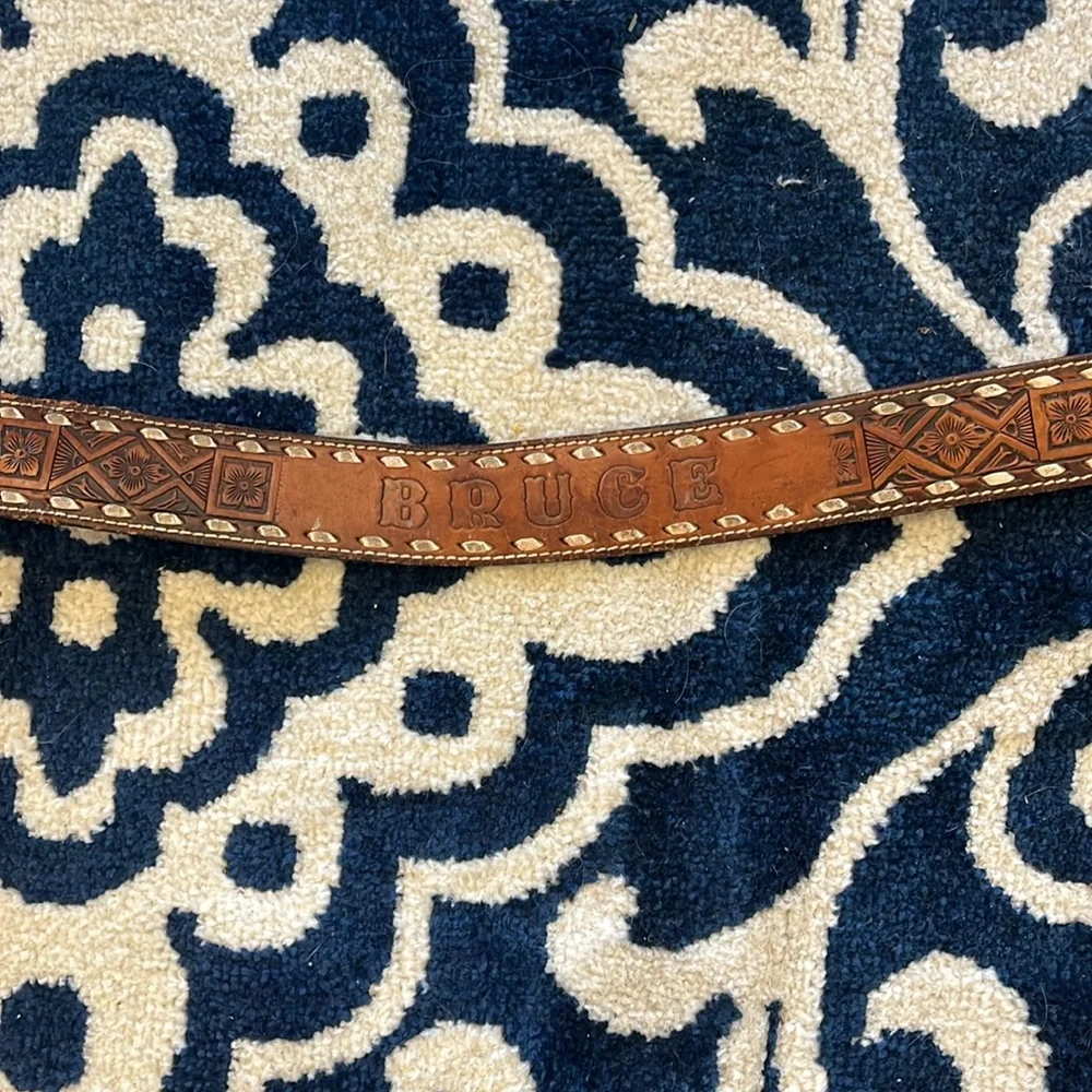 “Bruce” Brown Leather Belt with Intricate Design